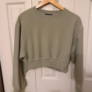 Forever 21 Light Sage Green Cropped Crew